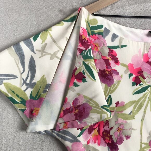 NWT ELIZABETH & JAMES Nora Silk Dress Sz M Floral Asymmetrical Hem Neckline $365 - Picture 15 of 16